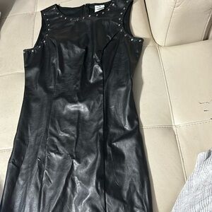 Knee length leather dress